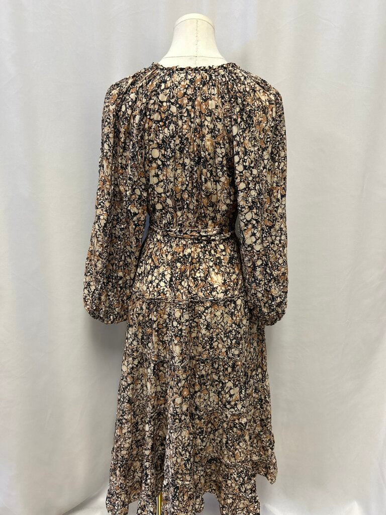 Ulla Johnson Paint Speckle Print Long Sleeve Maxi Dress
