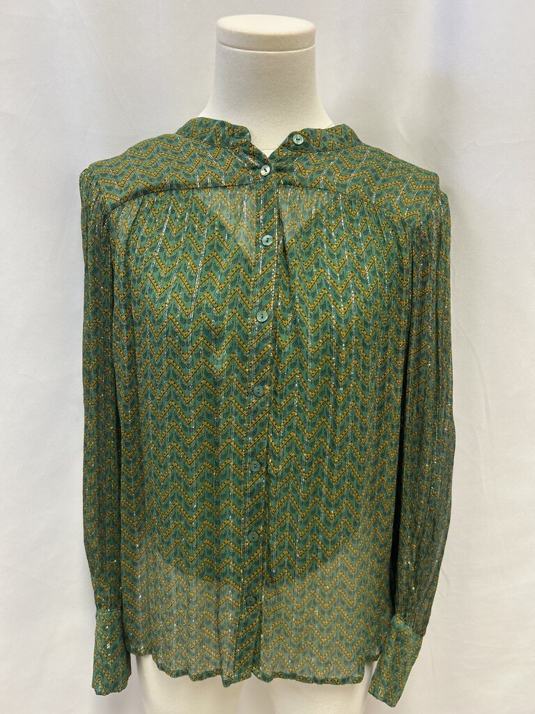ba&sh Metallic Stripe Chevron Printed Blouse