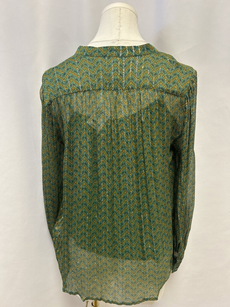 ba&sh Metallic Stripe Chevron Printed Blouse