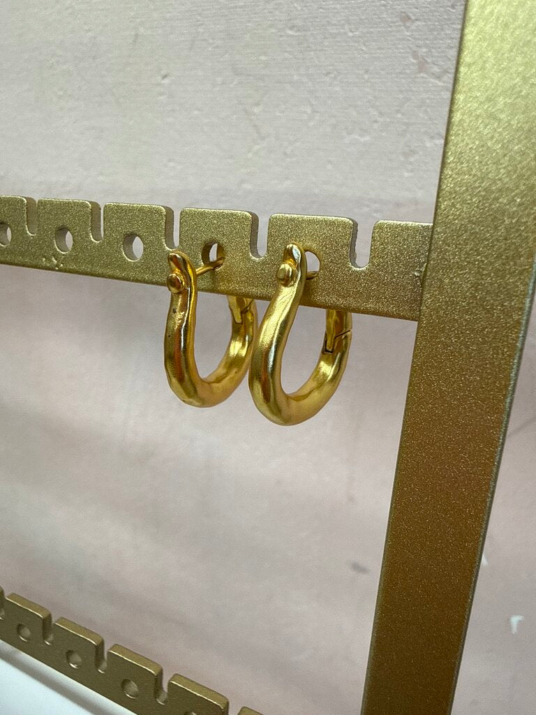 Julie Vos Gold Hammered Hoop Earring w/Bag