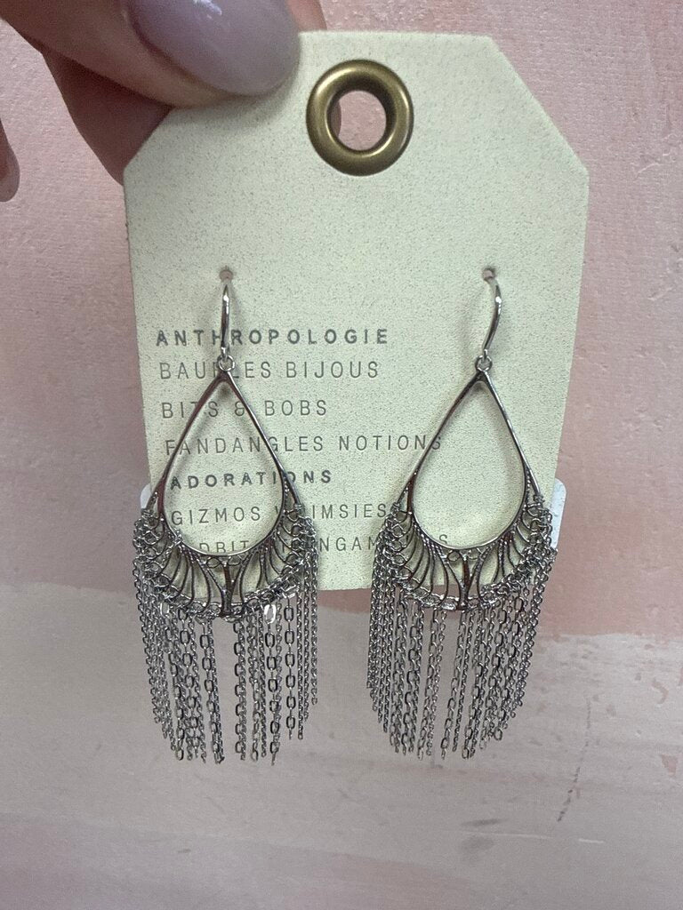 Anthropologie Silver Dangle Earrings w/Bag