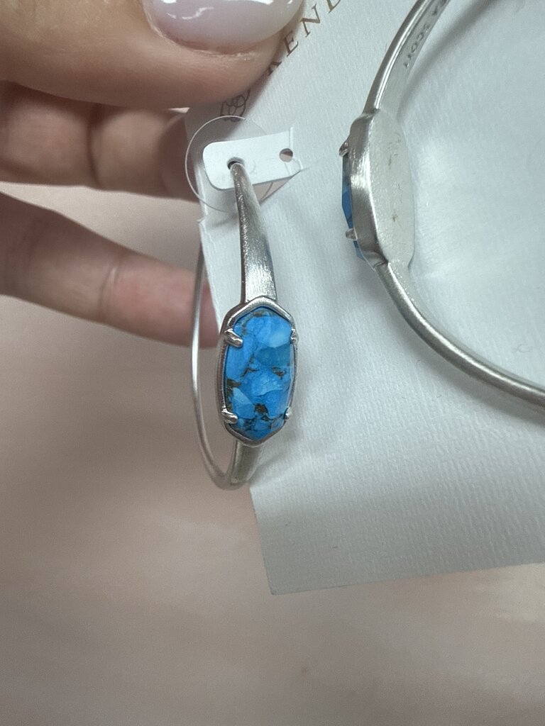 Kendra Scott Silver and Turquoise Hoop Earring w/Bag