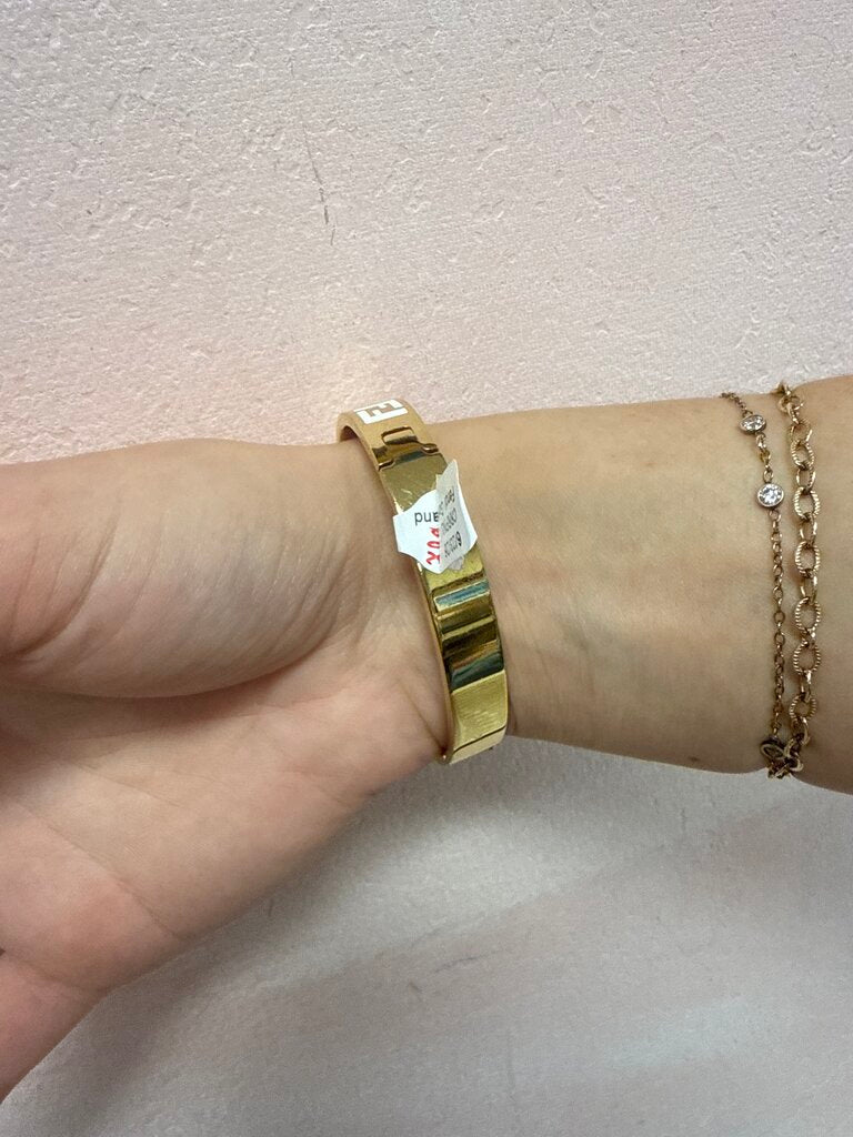 Fendi Gold and White Enamel Bracelet w/Box