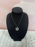 David Yurman Silver Sculpted Cable Disc and Pave Diamond Necklace