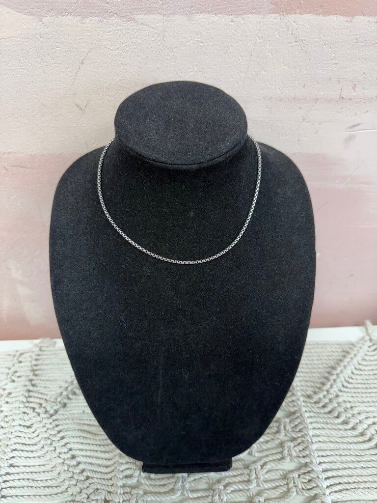 David Yurman Silver Box Chain 16" Necklace w/Bag