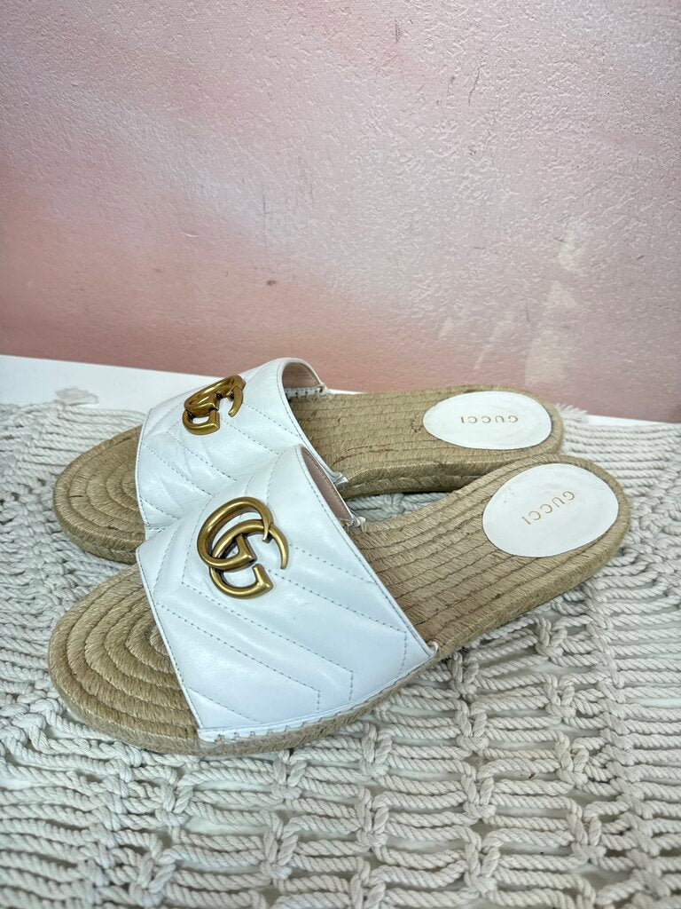 Gucci White Quilted Slide