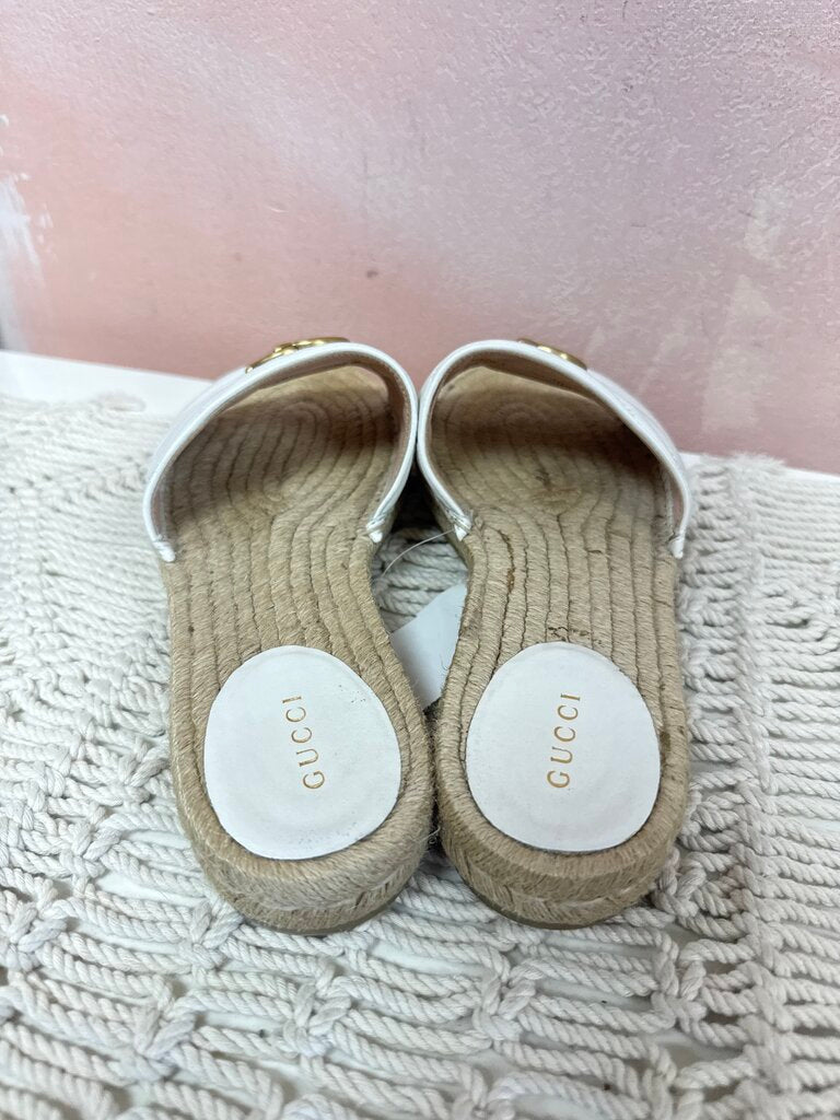 Gucci White Quilted Slide
