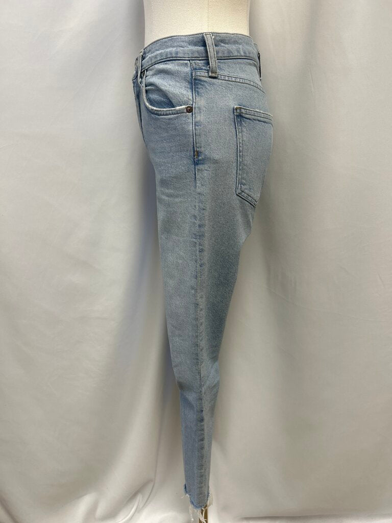 Agolde Straight Leg Distressed Hem Light Wash Jean