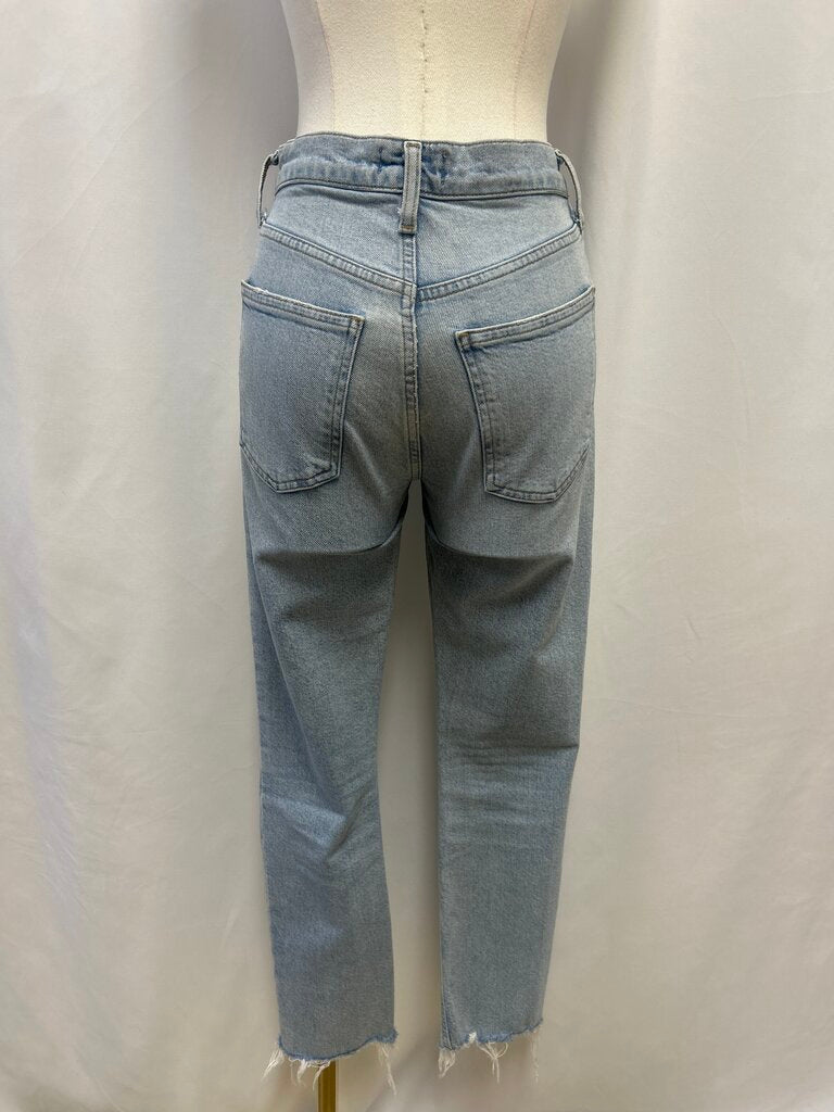 Agolde Straight Leg Distressed Hem Light Wash Jean
