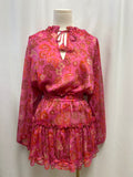 Misa Pink Floral Ruffle Mini Dress