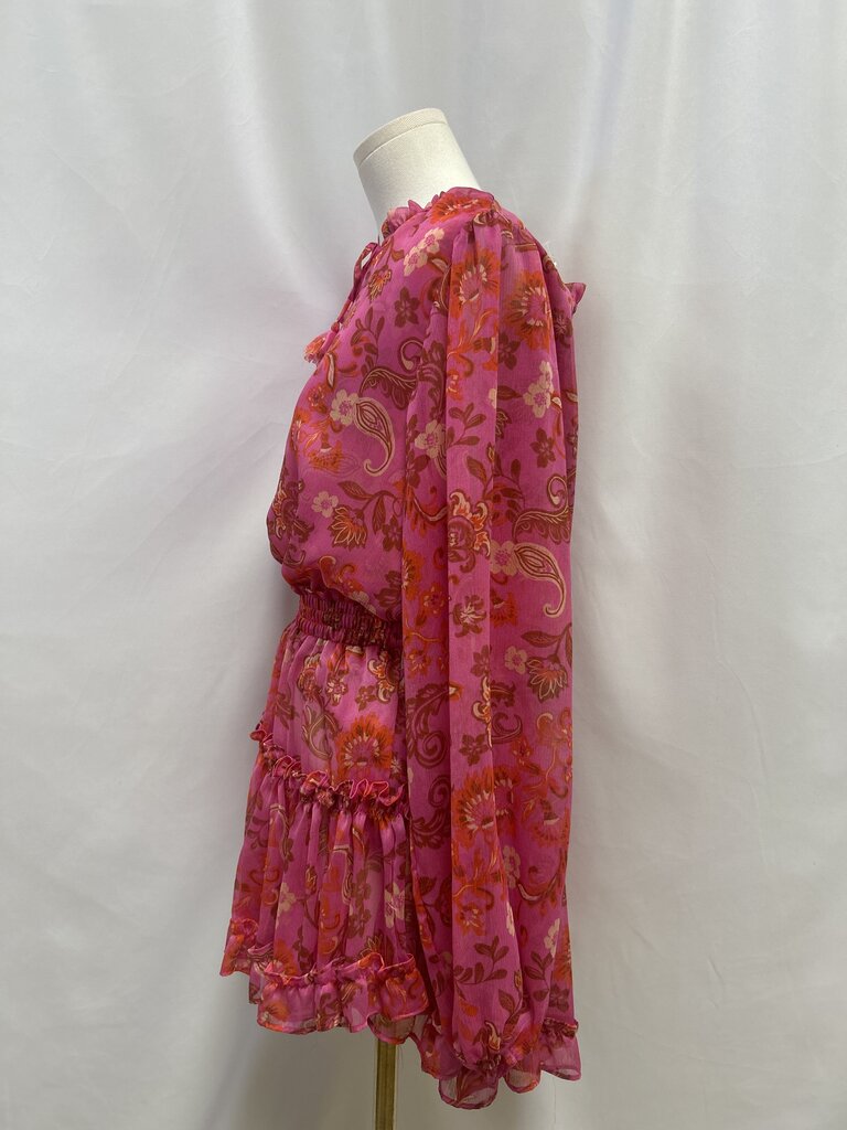 Misa Pink Floral Ruffle Mini Dress
