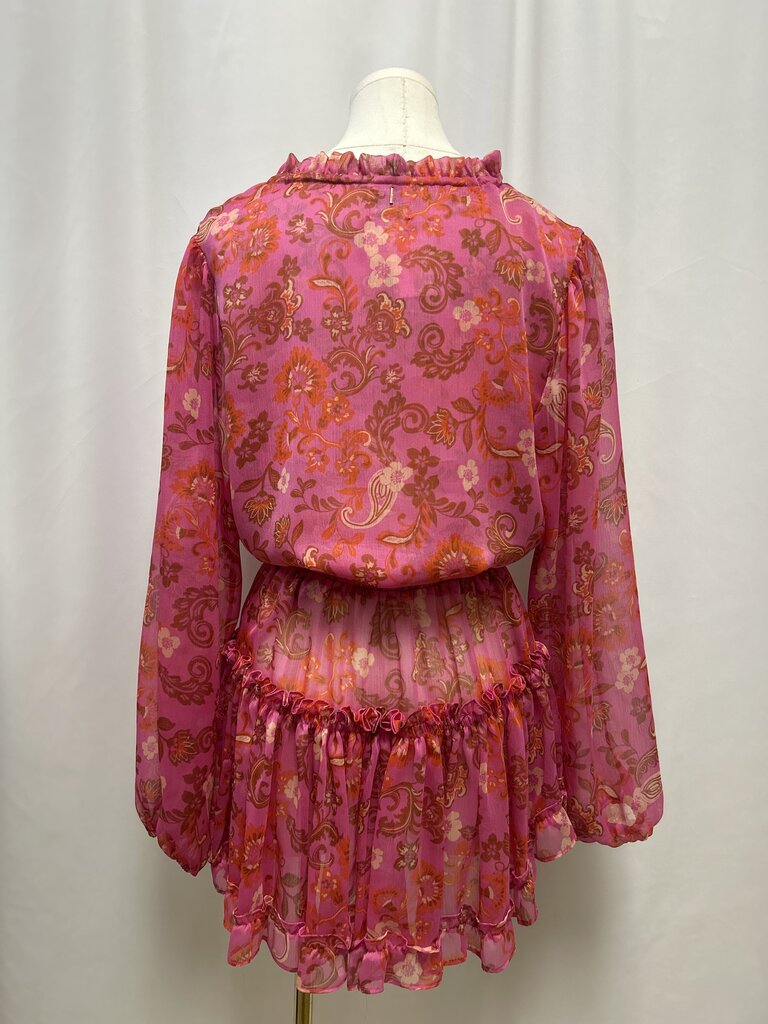 Misa Pink Floral Ruffle Mini Dress