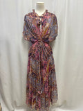 Misa Purple Floral Ruffle Maxi Dress