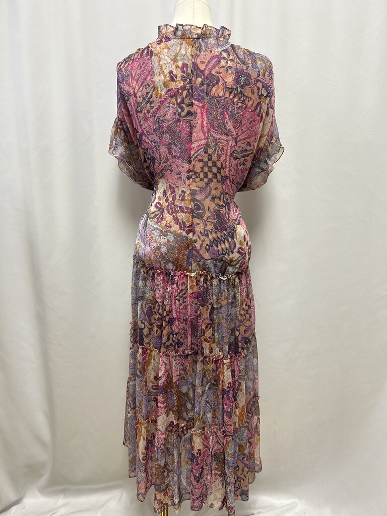 Misa Purple Floral Ruffle Maxi Dress