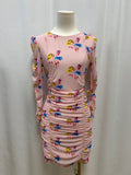 Ganni Light Lilac Mesh Ruched Floral Mini Dress NWT