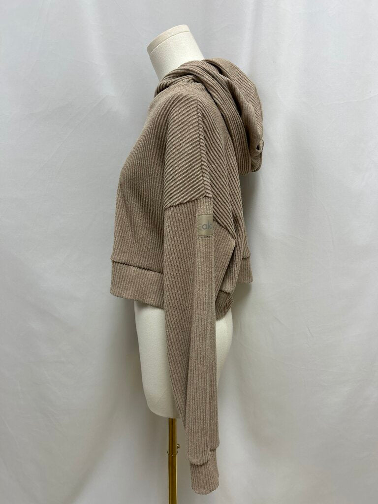 Alo Off Camel Ribbed Hoodie