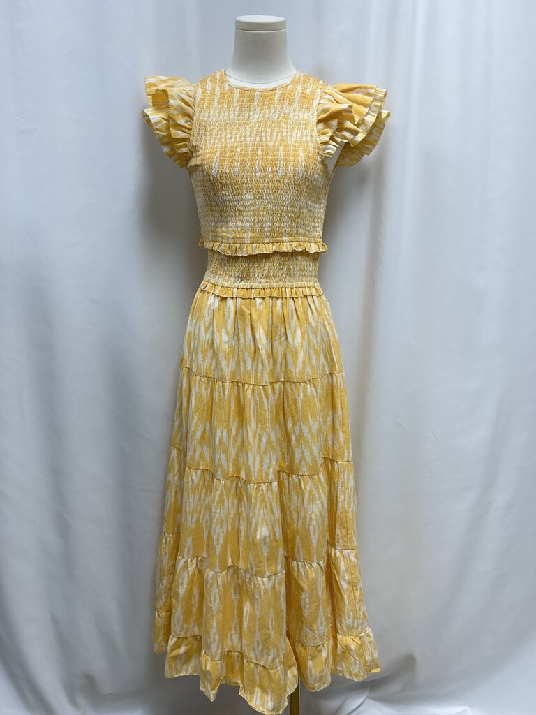 Saylor Yellow Ikat Smocked Sundress