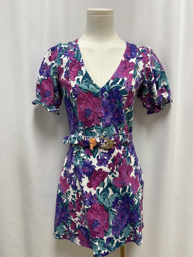 Mumu Purple Floral Belted Dress