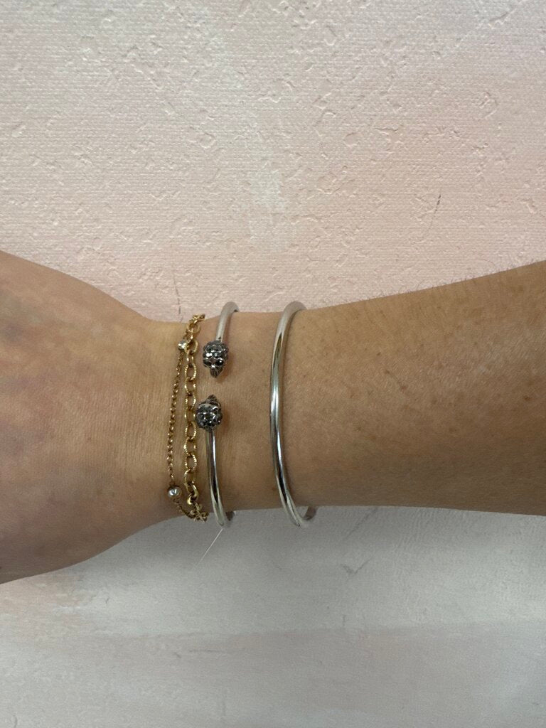 Alexander McQueen Silver Skull Double Cuff w/Box