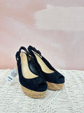 Veronica Beard Black Suded Cork Platform Sandal