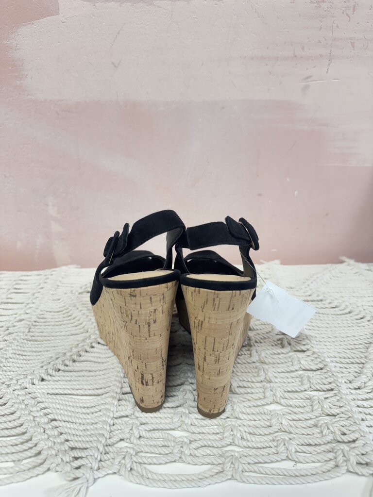 Veronica Beard Black Suded Cork Platform Sandal