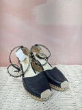 Valentino Black Rockstud Wedge Sandal