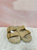 Prada Tan Suede Duel Buckle Sandal w/Box