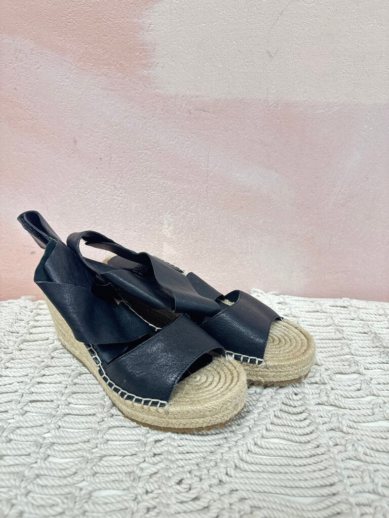 Eileen Fisher Black Espadrille Wedge Sandal