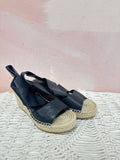 Eileen Fisher Black Espadrille Wedge Sandal