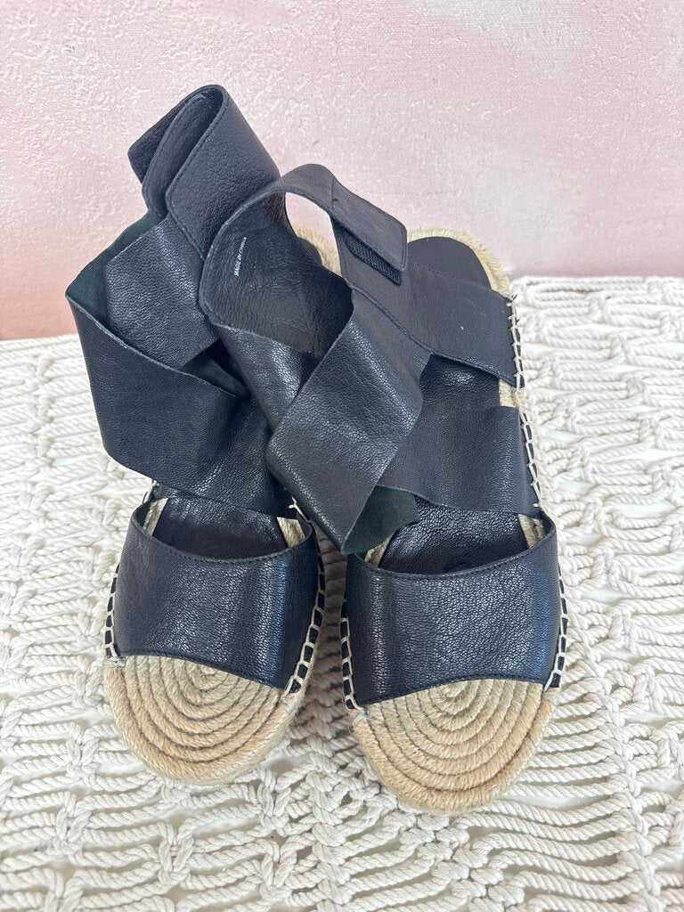 Eileen Fisher Black Espadrille Wedge Sandal