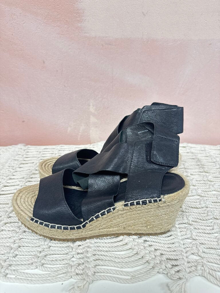 Eileen Fisher Black Espadrille Wedge Sandal