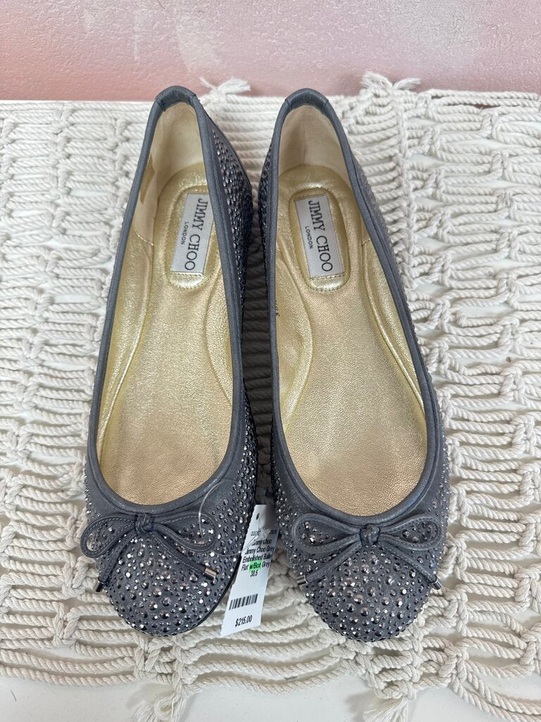 Jimmy Choo Grey Embellished Ballet Flat w/Box