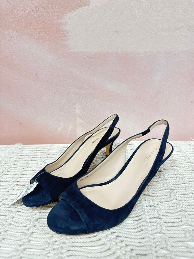 Pelle Moda Black Suede Slingback Sandal w/BOx