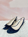 Pelle Moda Black Suede Slingback Sandal w/BOx