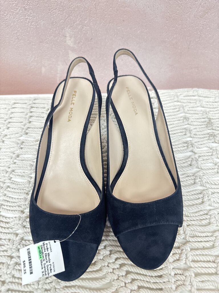 Pelle Moda Black Suede Slingback Sandal w/BOx