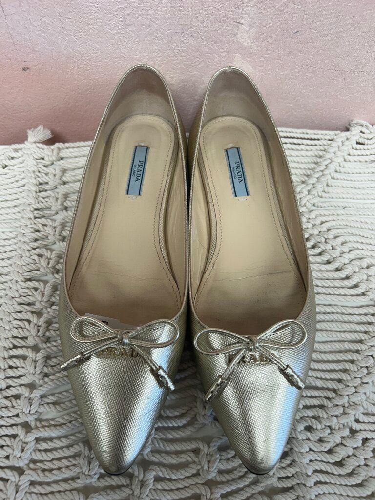 Prada Gold Bow Flat (As Is)