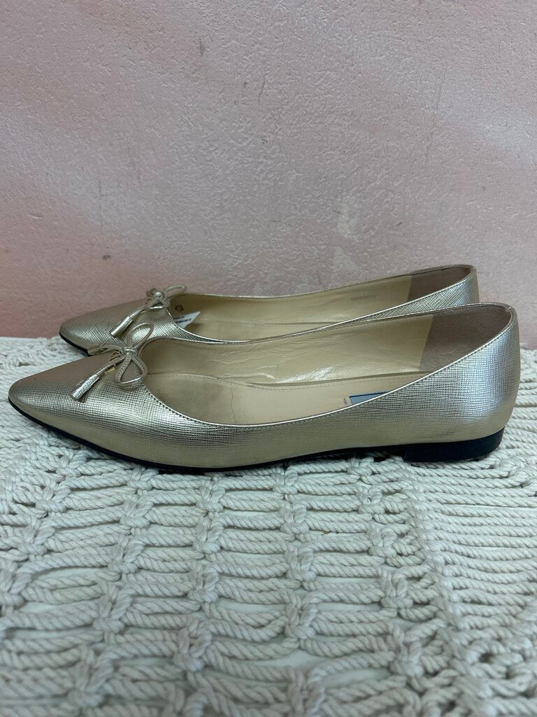 Prada Gold Bow Flat (As Is)