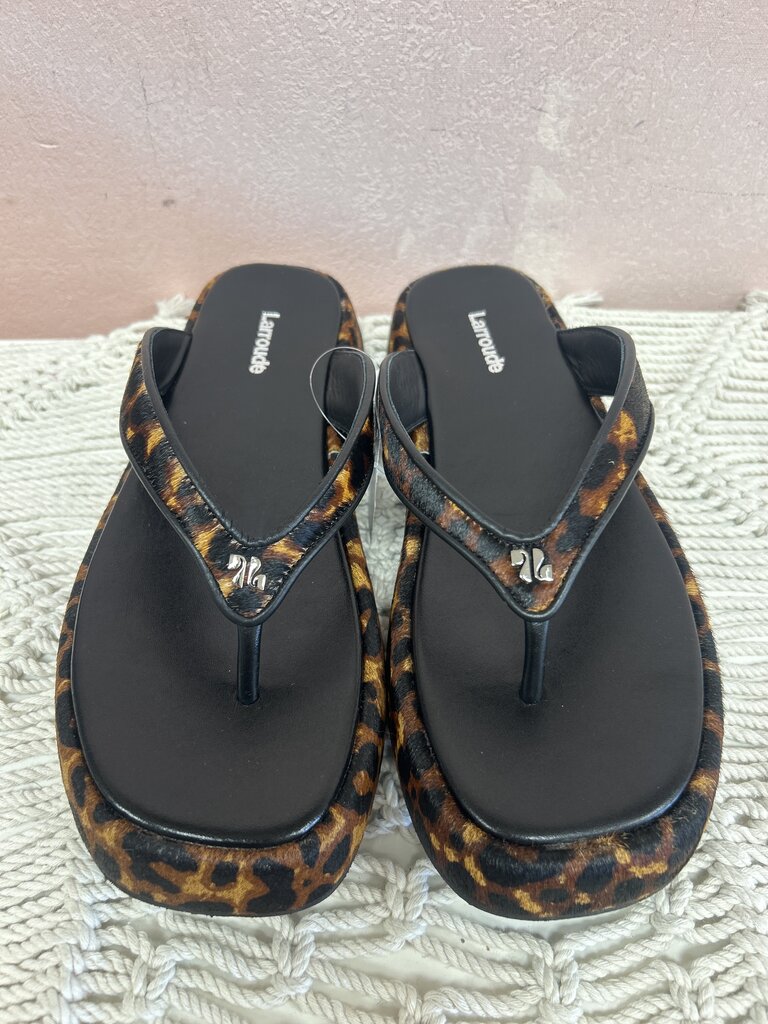 Larroude Animal Print Platform Flip Flop w/Box and Claw Clip