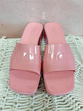 Gucci Pink Rubber Block Heel Slide