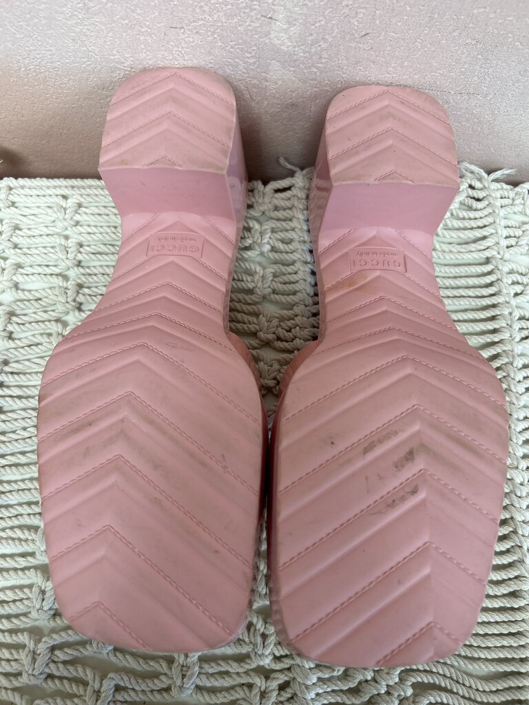 Gucci Pink Rubber Block Heel Slide