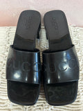 Gucci Black Rubber Block Heel Slide
