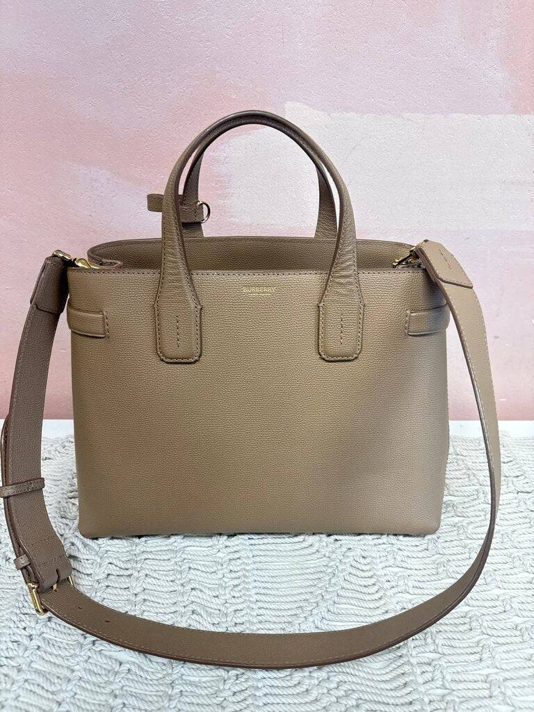 Burberry Camel Leather Banner Tote w/ Dustbag