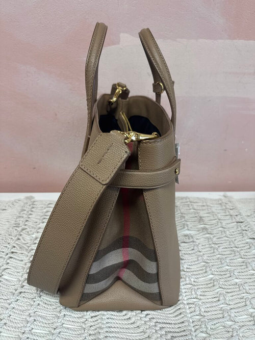 Burberry Camel Leather Banner Tote w/ Dustbag
