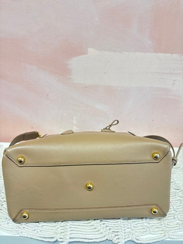 Burberry Camel Leather Banner Tote w/ Dustbag
