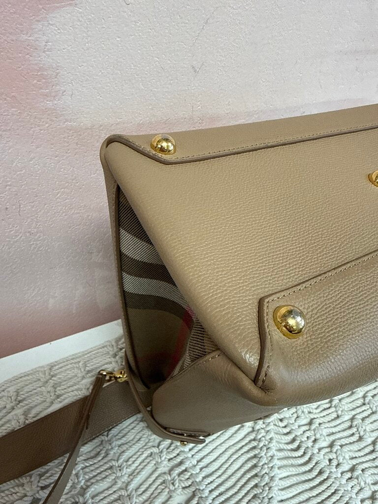 Burberry Camel Leather Banner Tote w/ Dustbag
