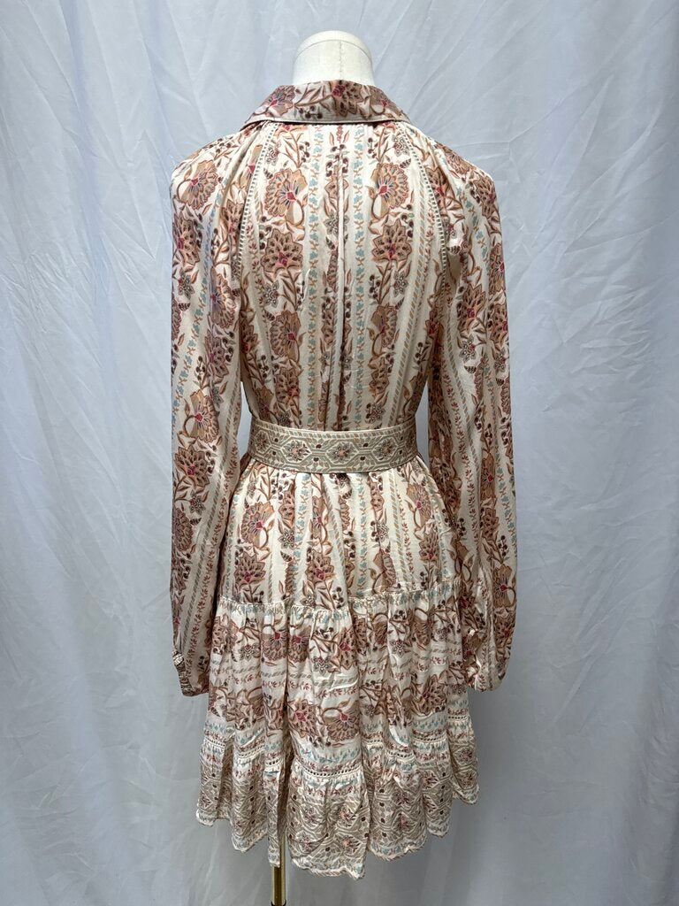 Omika Blush Floral Belted Mini Dress