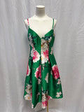 Eliza J Green Floral Full Pleated Dress
