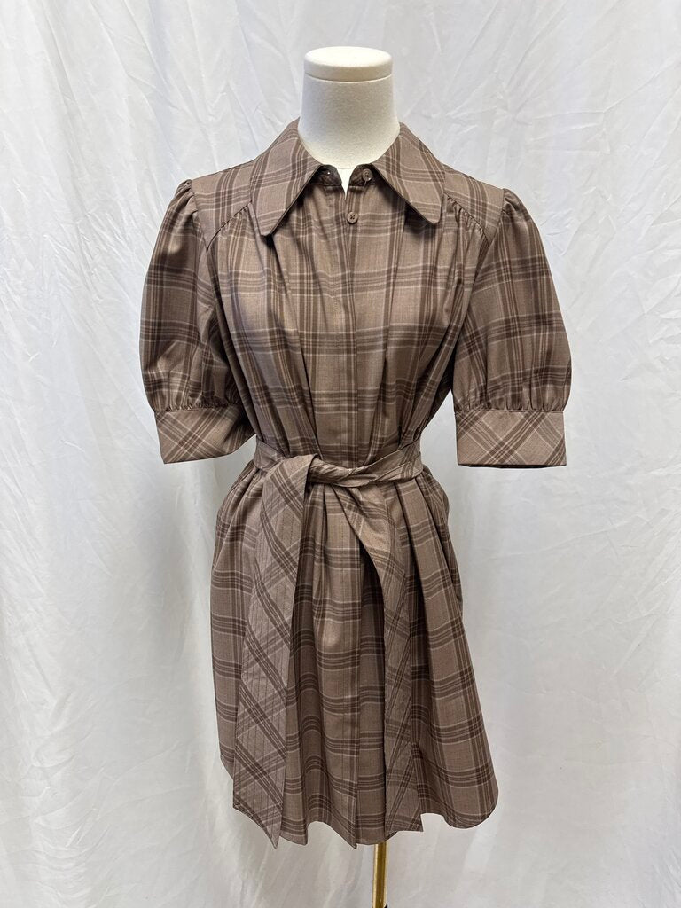 sundays Brown Plaid Belted