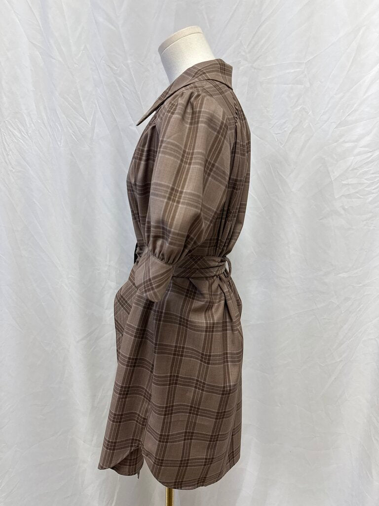 sundays Brown Plaid Belted