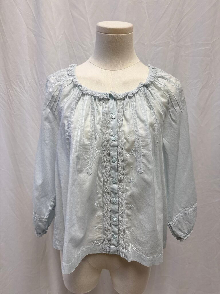 Doen Light Blue Boho Top